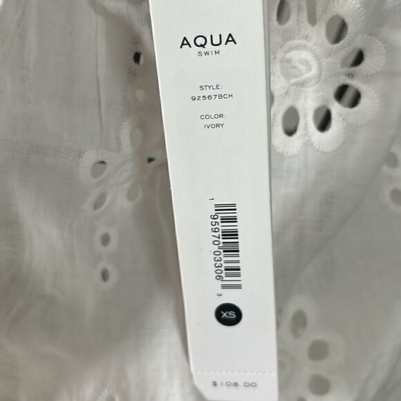 NWT Aqua Swim Ivory White Cotton Eyelet Floral Peasant Off The Shoulder Cover-up - Picture 5 of 6